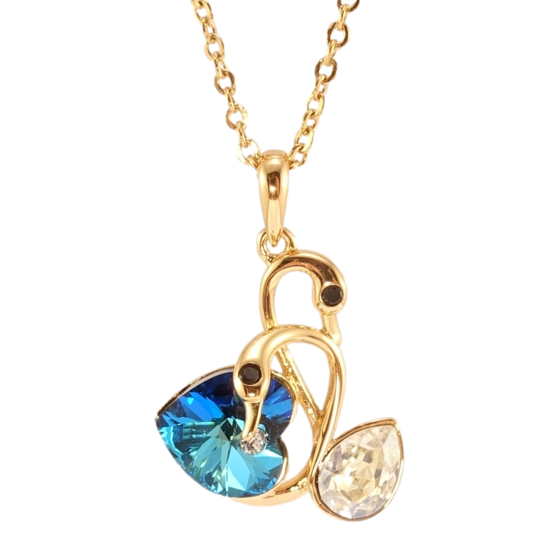 Кулон Xuping колір 18K з кр-ми Swarovski на ланцюжку Лебеді з кристалом Metallic Blue довжина 41-46см фото №1