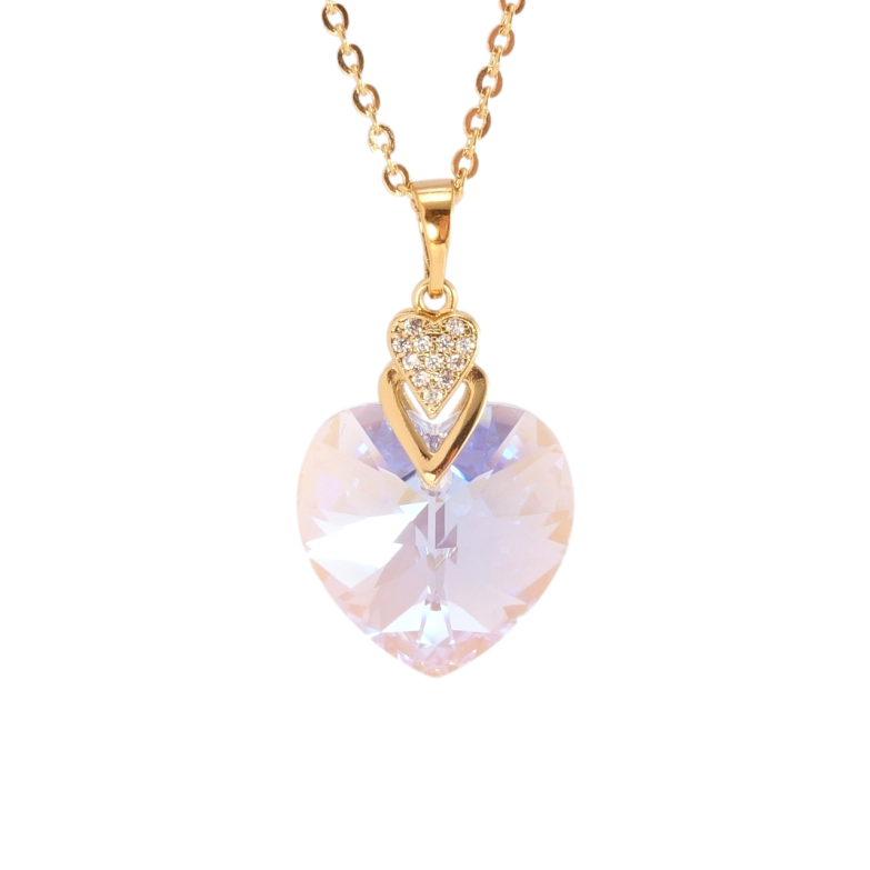Кулон Xuping колір 18K з кр-ми Swarovski на ланцюжку Кристальне серце Lavender Delite довжина 40-45см фото №1