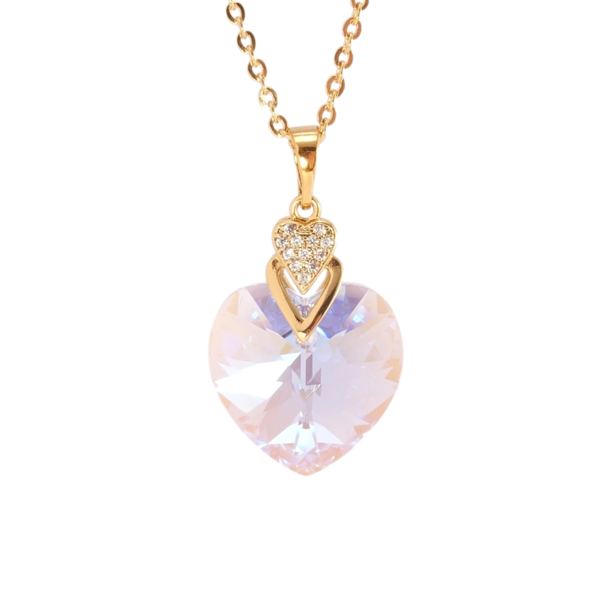 Кулон Xuping колір 18K з кр-ми Swarovski на ланцюжку Кристальне серце Lavender Delite довжина 40-45см фото №1