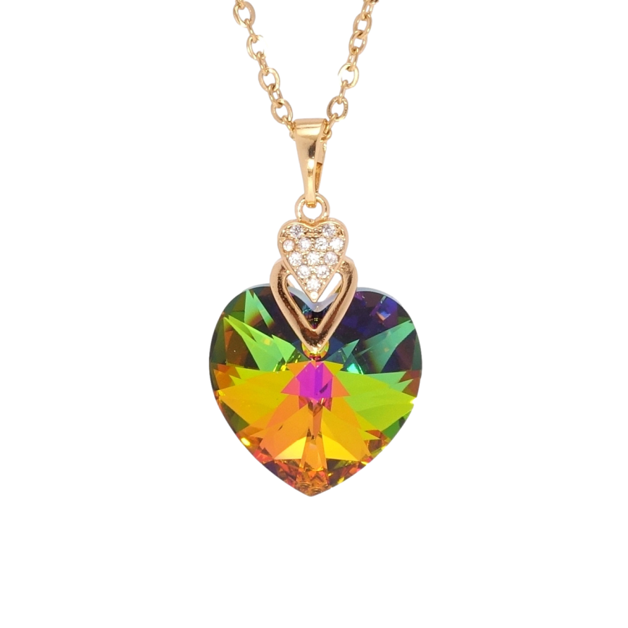 Кулон Xuping колір 18K з кр-ми Swarovski на ланцюжку Кристальне серце Vitrail Medium довжина 40-45см фото №1