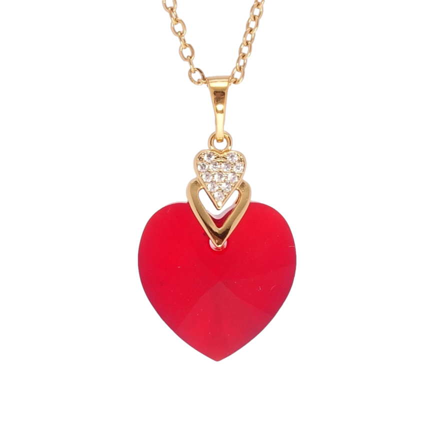 Кулон Xuping колір 18K з кр-ми Swarovski на ланцюжку Кристальне серце Siam довжина 40-45см фото №1