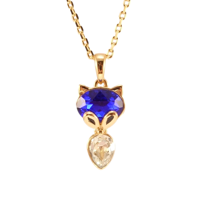 Кулон Xuping колір 18K з кр-ми Swarovski на ланцюжку Лиса з кристалами Clear та Capri Blue довжина 40-45см фото №5