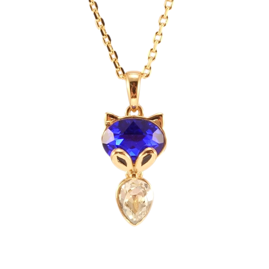 Кулон Xuping колір 18K з кр-ми Swarovski на ланцюжку Лиса з кристалами Clear та Capri Blue довжина 40-45см фото №1