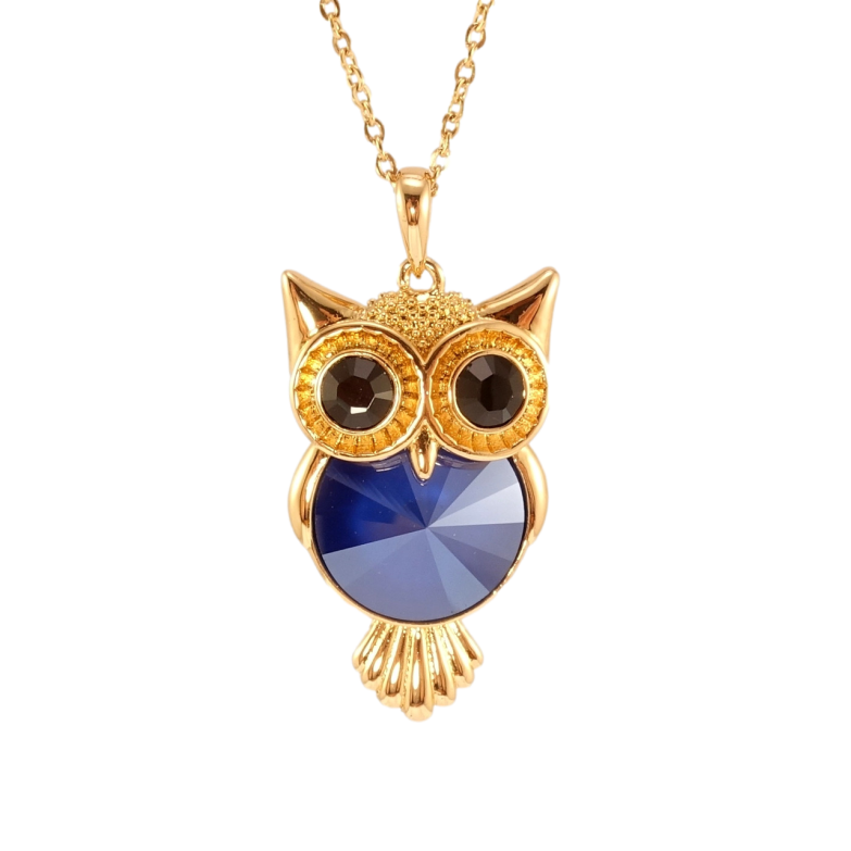 Кулон Xuping цвет 18K с кр-ми Swarovski на цепочке Сова с кристаллом Royal Blue длина 40-45см фото №1