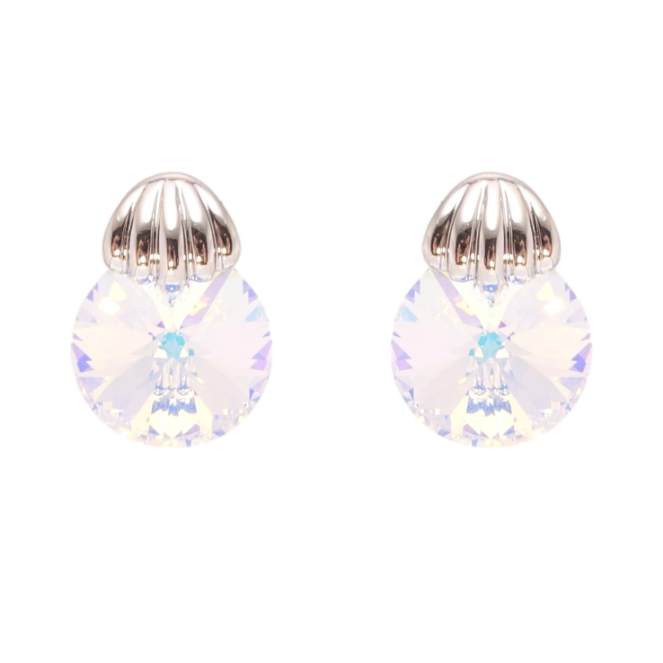 Серьги Xuping цвет Родий с кристаллами Swarovski пусеты Кристалл Shimmer с ракушкой фото №8