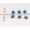 Сережки Xuping колір Родій з кристалами Swarovski пусети Кристальні квіточки Bermuda Blue на ланцюжку фото №2