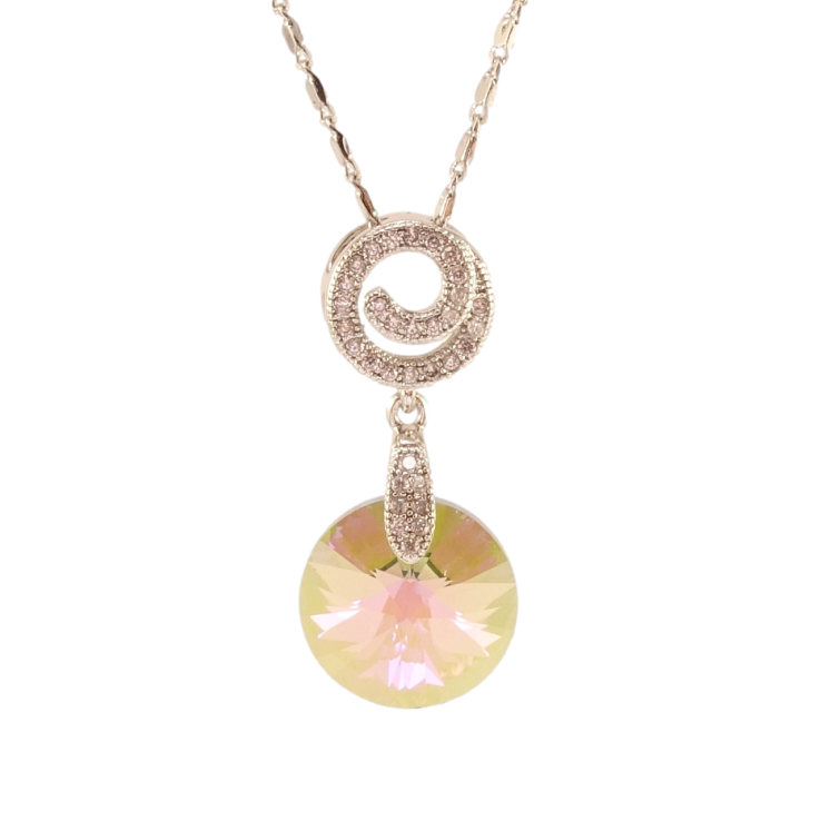 Кулон Xuping колір Родій з кр-ми Swarovski на ланцюжку Кристал Vitrail Light на спіральці довжина 40-45см х 1мм фото №12