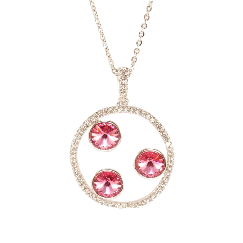 Кулон Xuping колір Родій з кр-ми Swarovski на ланцюжку Каблучка з кристалами Rose довжина 40-45см х 1мм фото №1