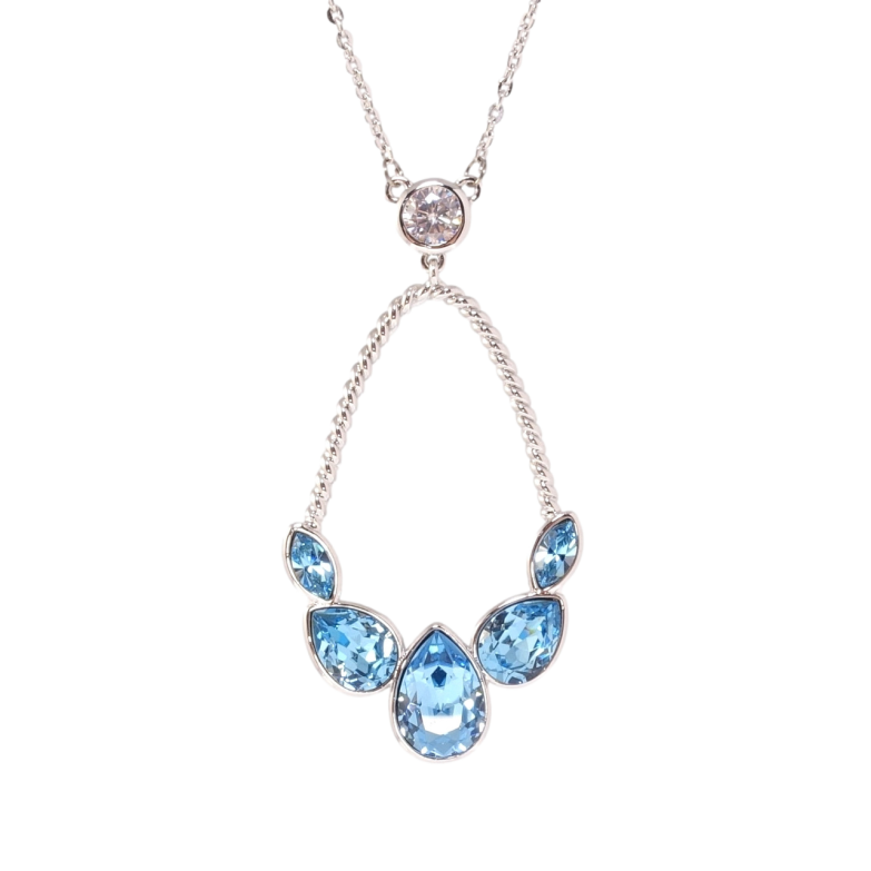 Кулон Xuping колір Родій з кр-ми Swarovski на ланцюжку Витончена підвіска з кристалами Aquamarine довжина 46-51см х фото №1