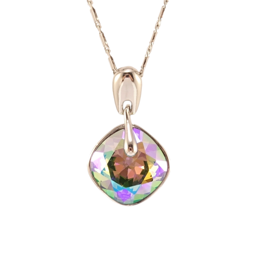 Кулон Xuping колір Родій з кр-ми Swarovski на ланцюжку Кристал Erinite Shimmer довжина 41-46см х 2мм фото №1