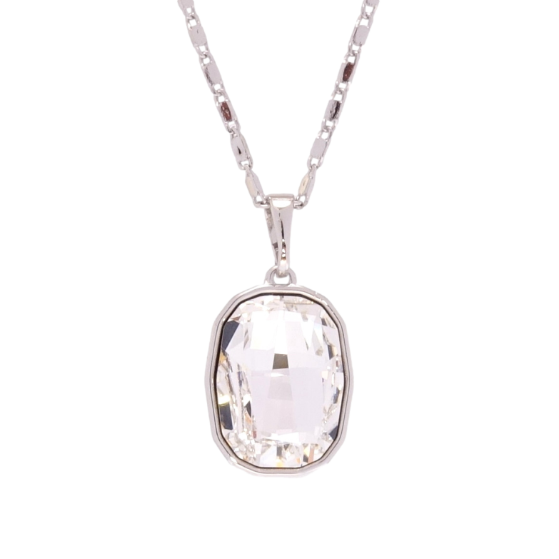 Кулон Xuping колір Родій з кр-ми Swarovski на ланцюжку Кристал Clear 12х16мм довжина 39,5-44,5см х 1мм фото №1