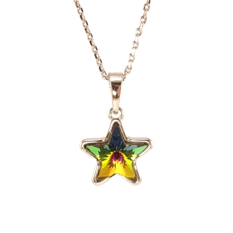 Кулон Xuping колір Родій з кр-ми Swarovski на ланцюжку Кристальна зірка Vitrail Medium довжина 42-46,5см х 1мм фото №1