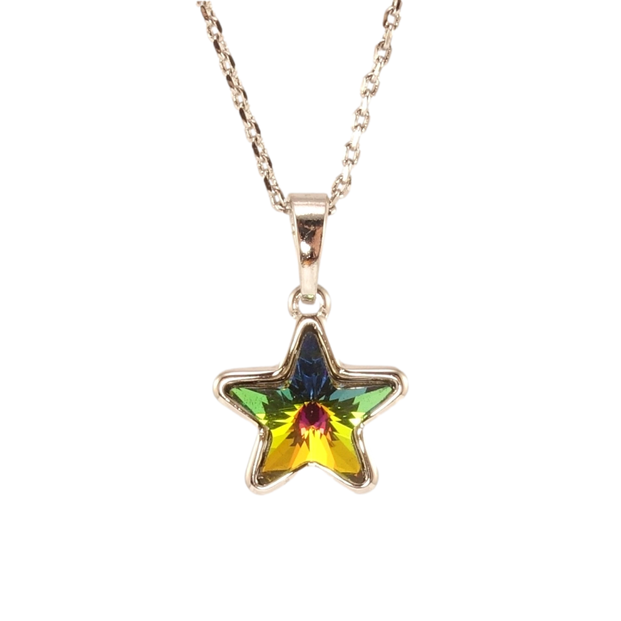 Кулон Xuping колір Родій з кр-ми Swarovski на ланцюжку Кристальна зірка Vitrail Medium довжина 42-46,5см х 1мм фото №1