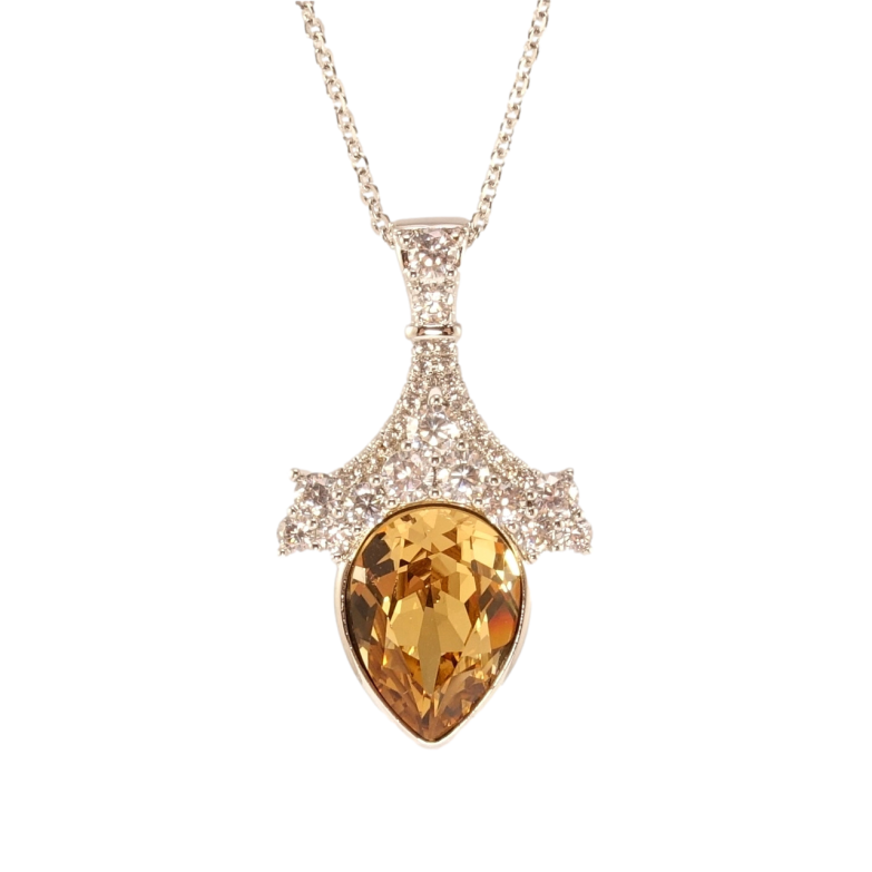 Кулон Xuping цвет Родий с кр-ми Swarovski на цепочке Изящная подвеска с кристаллом Topaz длина 40-45см х 1мм фото №1