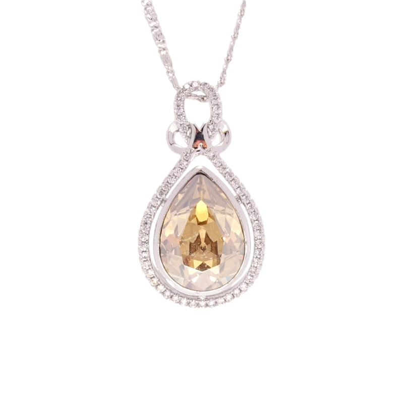 Кулон Xuping цвет Родий с кр-ми Swarovski на цепочке Изящная капелька с кристаллом Golden Shadow длина фото №1