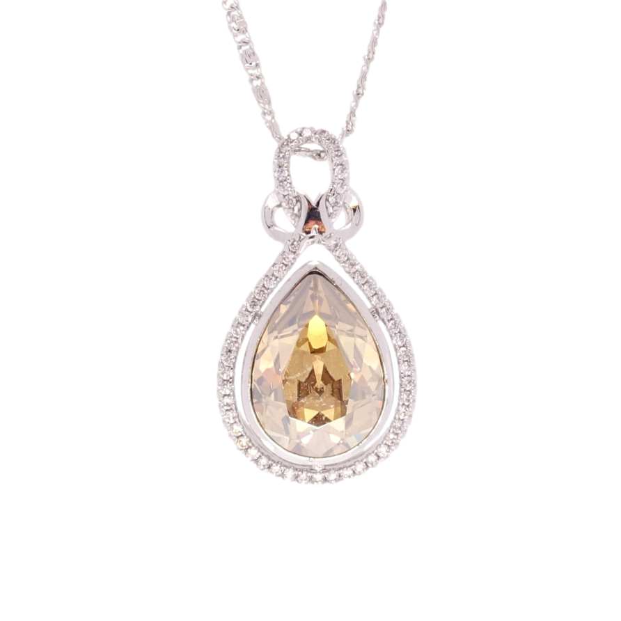 Кулон Xuping цвет Родий с кр-ми Swarovski на цепочке Изящная капелька с кристаллом Golden Shadow длина фото №1