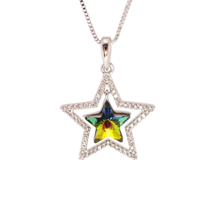 Кулон Xuping колір Родій з кр-ми Swarovski на ланцюжку Зірка з кристалом Vitrail Medi довжина 40-45см х фото №8