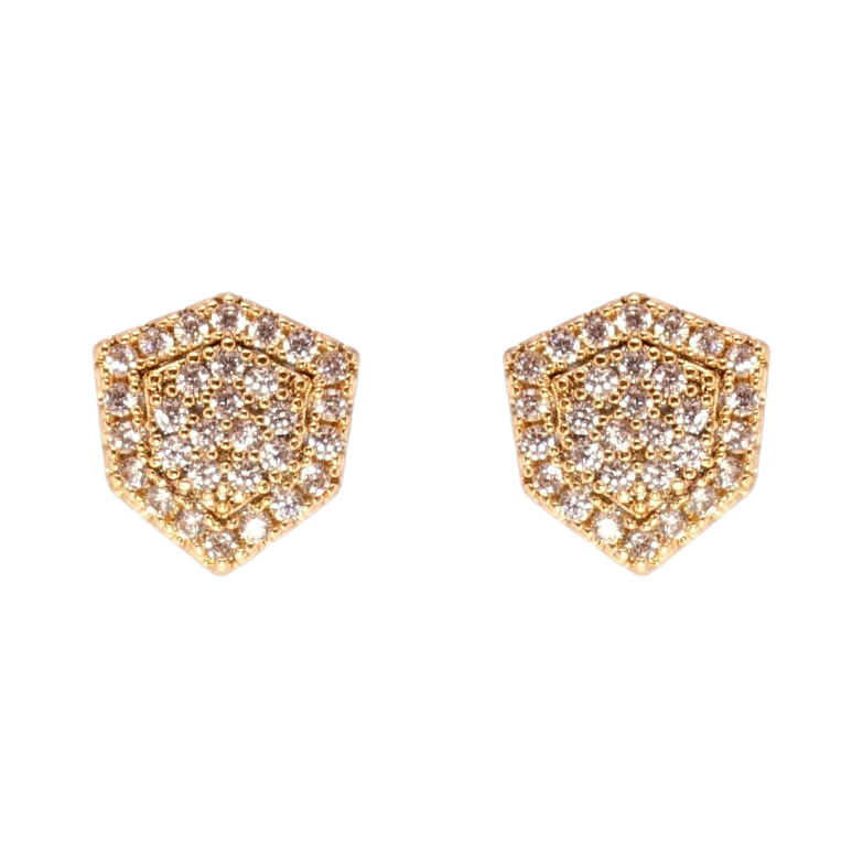 Сережки Xuping Позолота 18K пусети Шестикутники з інкрустацією цирконієм фото №1