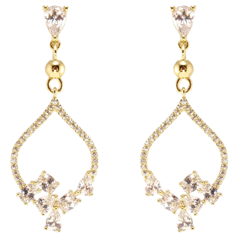 Серьги Xuping QQMM Позолота 14K пусеты Элегантные подвески с цирконием фото №1