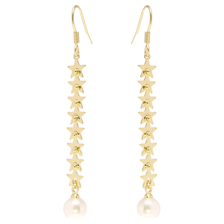 Сережки Xuping QQMM Позолота 14K французький замок Зіркові доріжки з перлами фото №10