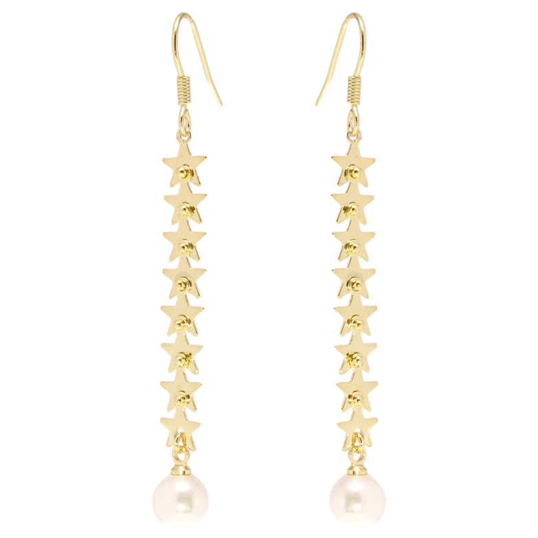 Сережки Xuping QQMM Позолота 14K французький замок Зіркові доріжки з перлами фото №1