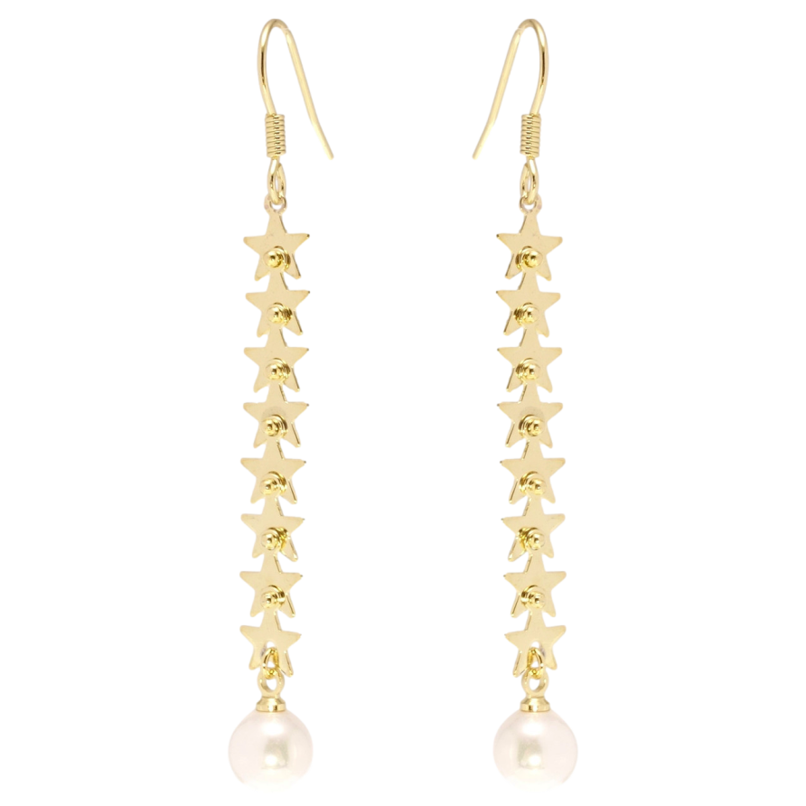 Сережки Xuping QQMM Позолота 14K французький замок Зіркові доріжки з перлами фото №1