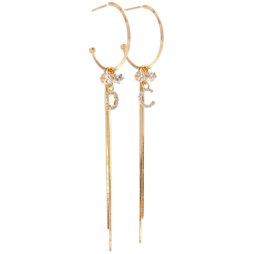 Серьги Xuping QQMM Позолота 18K пусеты Декоративные подвески с буквами и цепочками фото №1