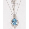 Кулон Xuping колір Родій з кр-ми Swarovski на ланцюжку Кристальна крапля Aquamarine довжина 40-45см х 1мм фото №2