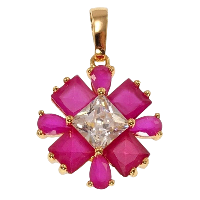Кулон Xuping Позолота 18K Декоративна квітка з рожевих кристалів для ланцюжка до 5мм фото №1