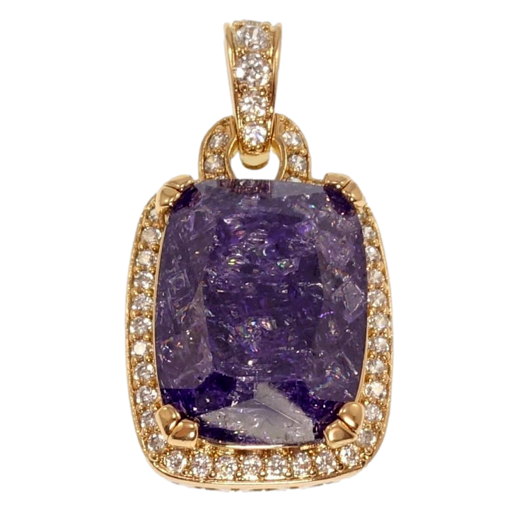 Кулон Xuping Позолота 18K Бузковий кристал в обрамленні цирконію, 23х19мм для ланцюжка до 5мм фото №24