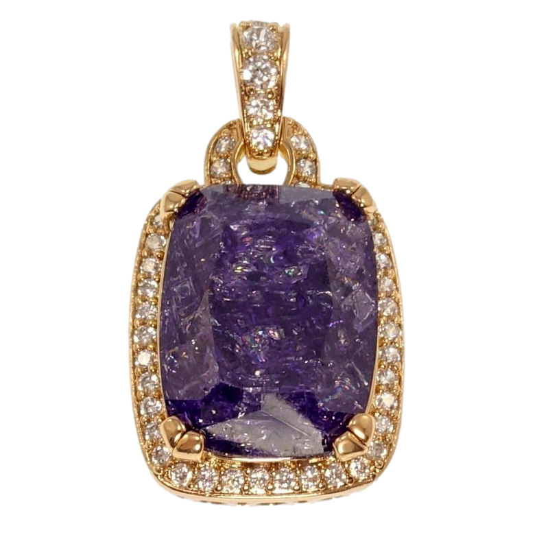 Кулон Xuping Позолота 18K Бузковий кристал в обрамленні цирконію, 23х19мм для ланцюжка до 5мм фото №1