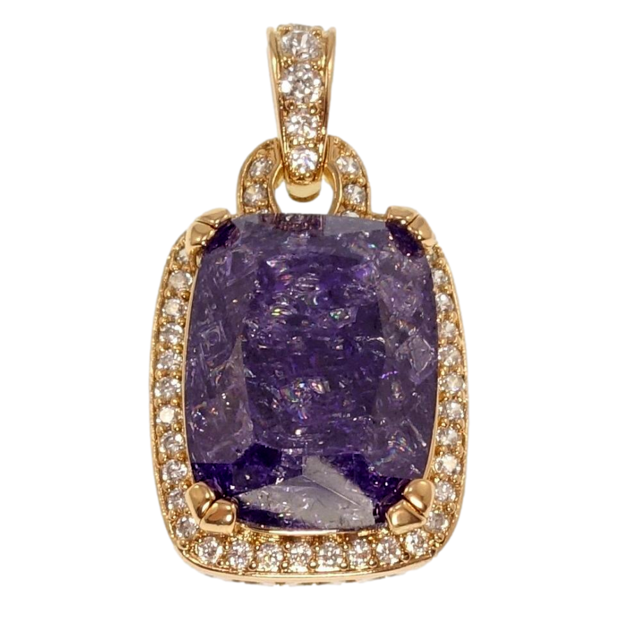 Кулон Xuping Позолота 18K Бузковий кристал в обрамленні цирконію, 23х19мм для ланцюжка до 5мм фото №1