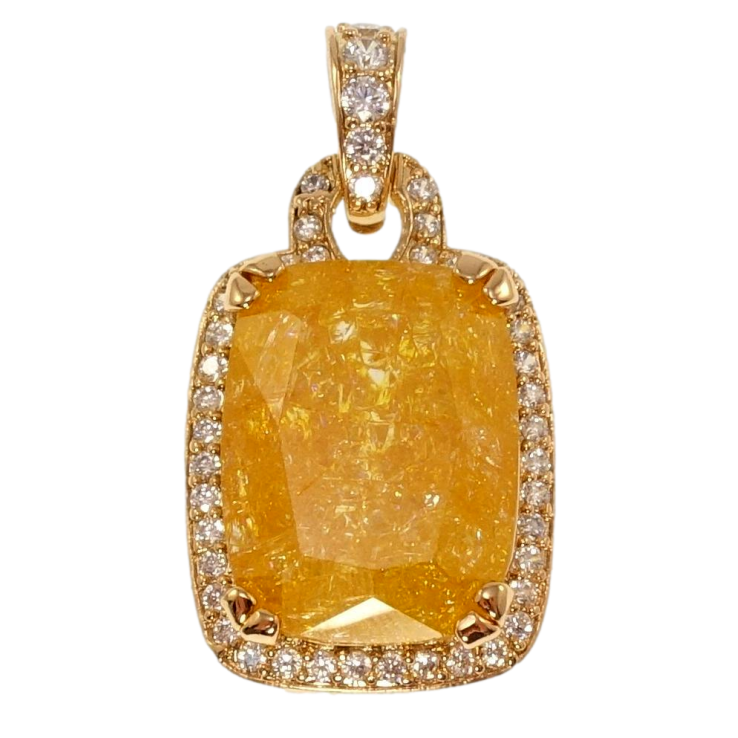 Кулон Xuping Позолота 18K Помаранчевий кристал в обрамленні цирконію, 23х19мм для ланцюжка до 5мм фото №9