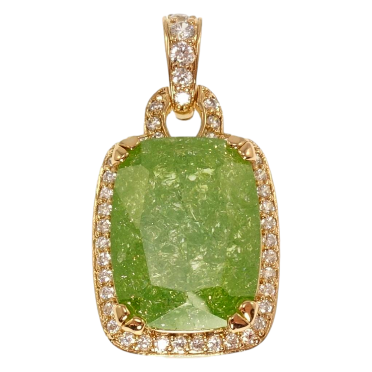 Кулон Xuping Позолота 18K Салатовий кристал в обрамленні цирконію, 23х19мм для ланцюжка до 5мм фото №4
