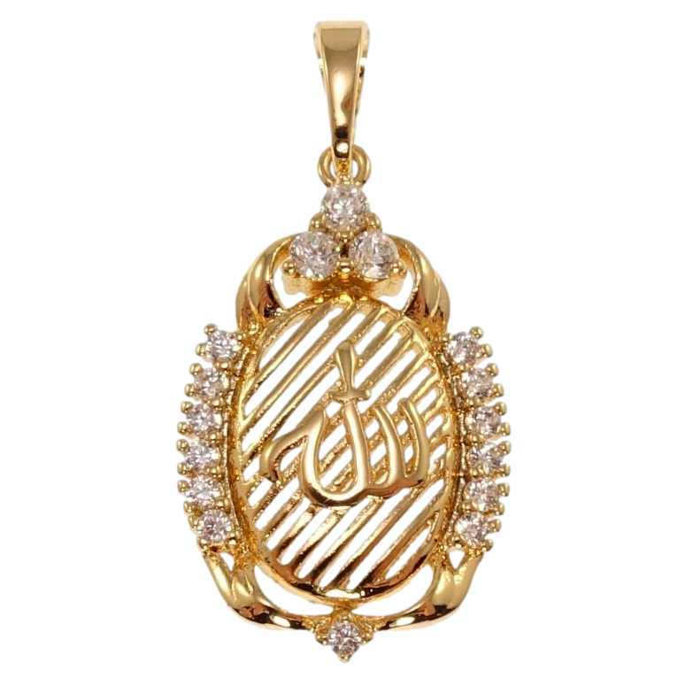 Кулон Xuping Позолота 18K Декоративна підвіска з написом Аллах та цирконієм для ланцюжка до 5мм фото №1 Кулон Xuping Позолота 18K Декоративна підвіска з написом Аллах та цирконієм для ланцюжка до 5мм фото №1