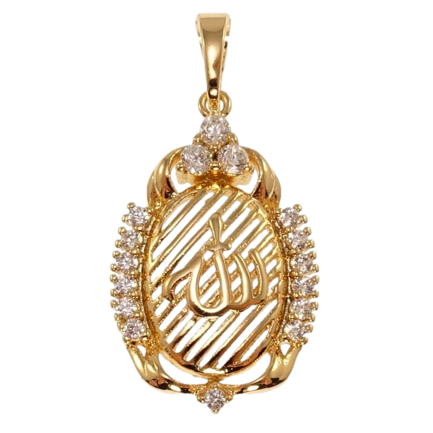 Кулон Xuping Позолота 18K Декоративна підвіска з написом Аллах та цирконієм для ланцюжка до 5мм фото №1 Кулон Xuping Позолота 18K Декоративна підвіска з написом Аллах та цирконієм для ланцюжка до 5мм фото №1