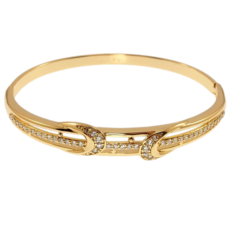 Браслет Xuping Позолота 18K Лаконичный орнамент с цирконием ø 6см фото №9