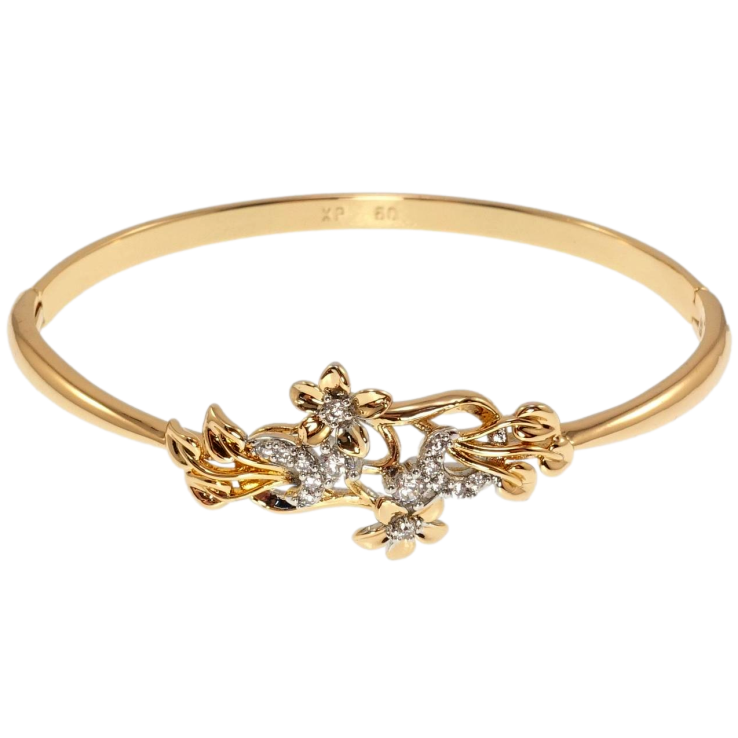Браслет Xuping Позолота + Родий Цветочный орнамент с цирконием ø 6см фото №19