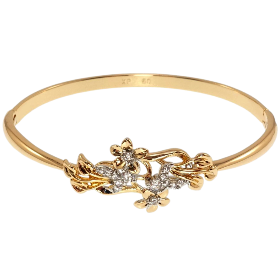 Браслет Xuping Позолота + Родий Цветочный орнамент с цирконием ø 6см фото №1