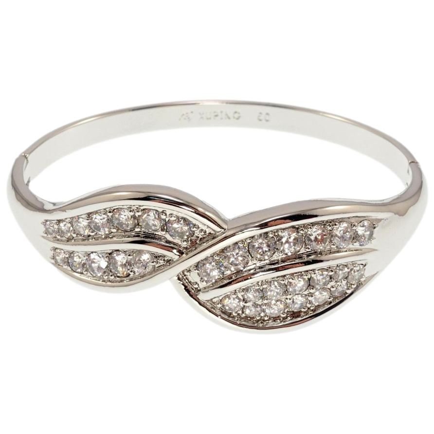 Браслет Xuping Родий Листики с цирконием ø 5,9см фото №1