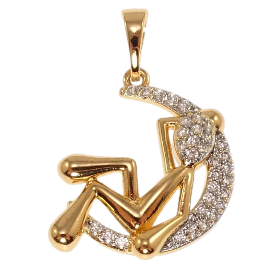 Кулон Xuping Позолота + Родій Людина на місяці для ланцюжка до 5мм фото №1