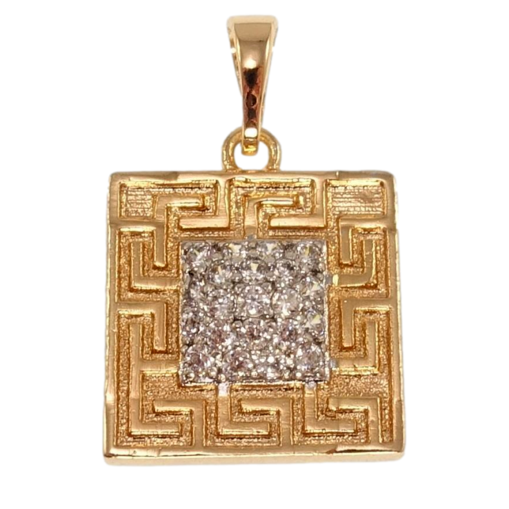 Кулон Xuping Позолота + Родій Декоративна підвіска меандровий візерунок з цирконієм для ланцюжка до 5мм фото №23