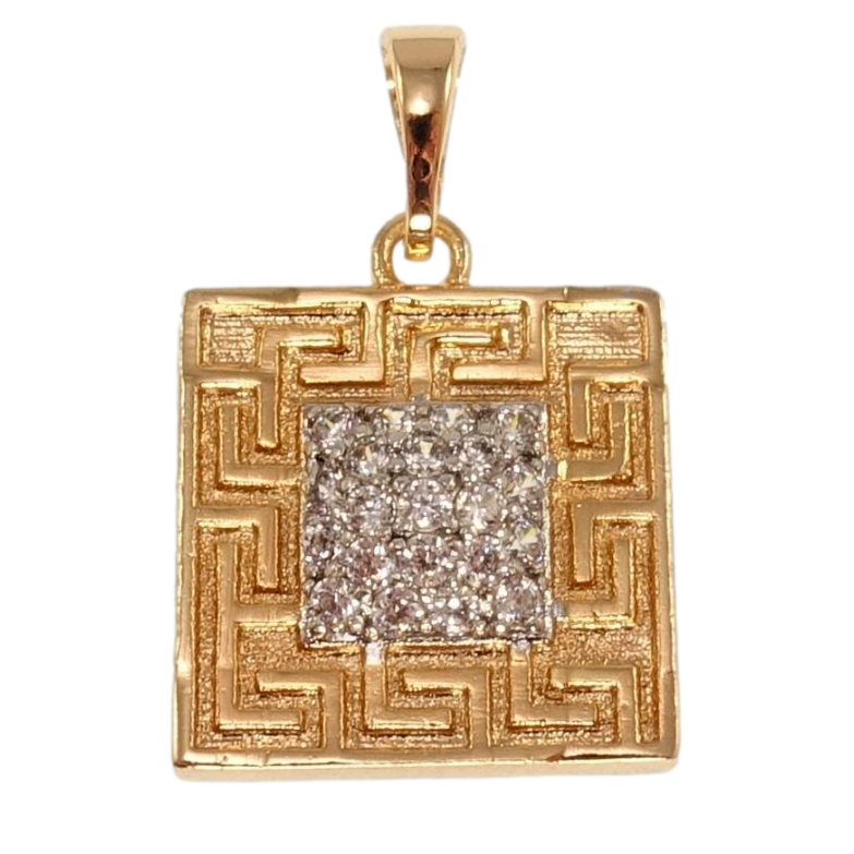 Кулон Xuping Позолота + Родий Декоративная подвеска меандровый узор с цирконием для цепочки до 5мм фото №1