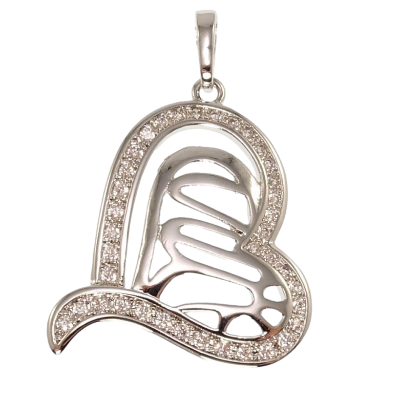 Кулон Xuping Родий Декоративное сердце с цирконием для цепочки до 5мм фото №17