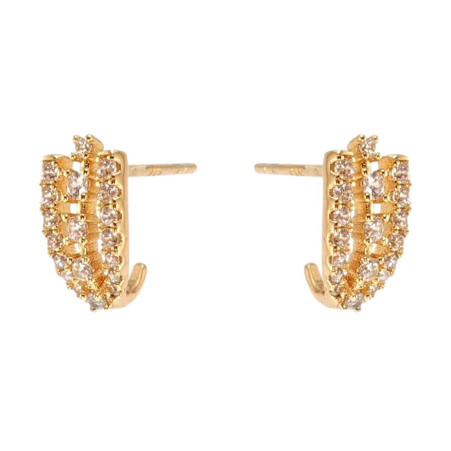 Серьги Xuping Позолота 18K пусеты Дуги из дорожек циркония фото №1