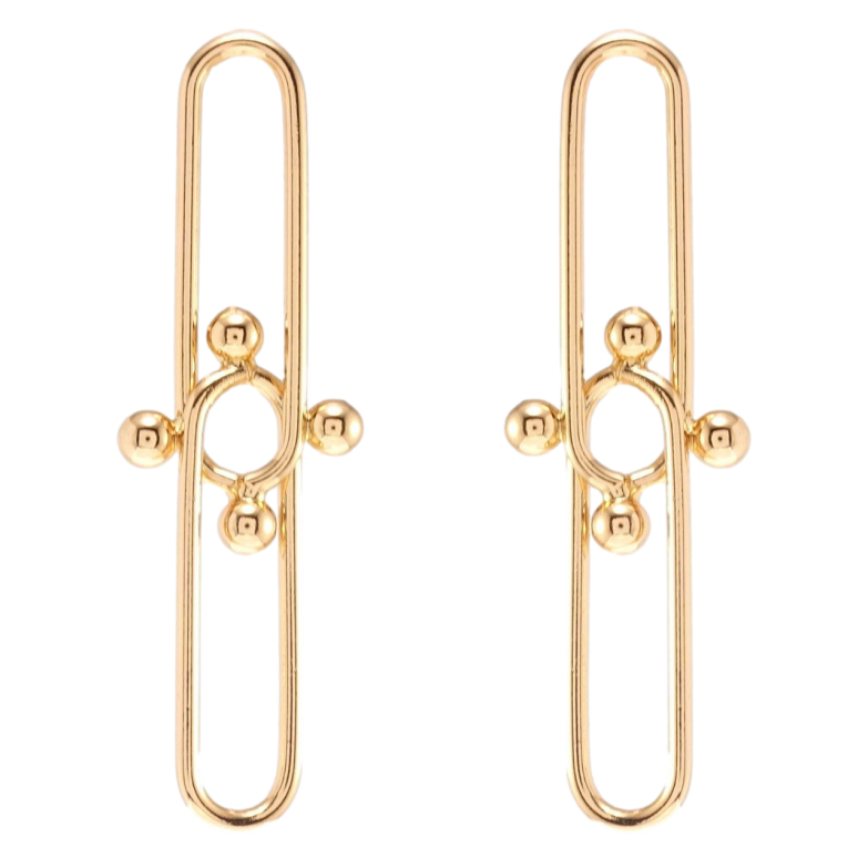 Серьги Xuping Позолота 18K пусеты Вытянутые круги с шариками фото №1