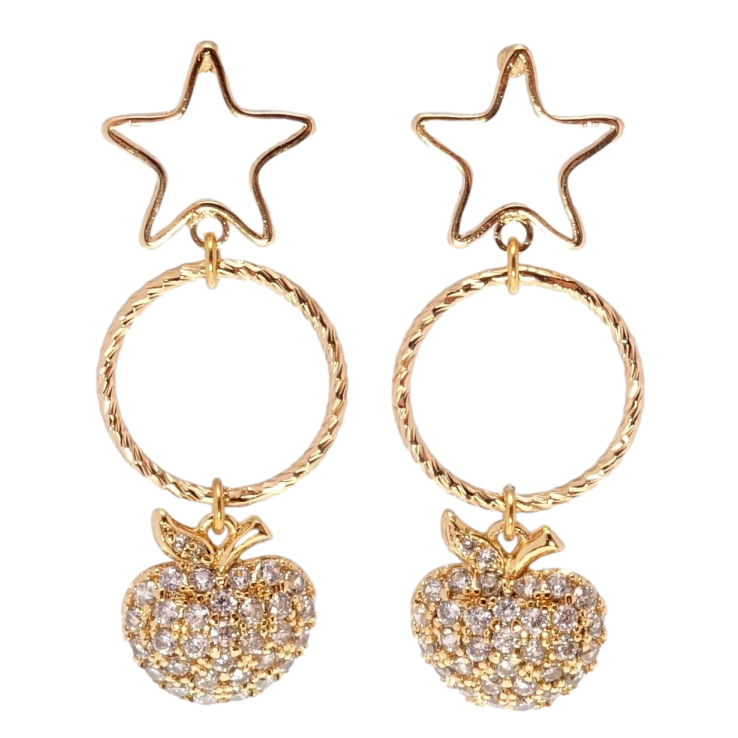 Серьги Xuping Позолота 18K пусеты Звезды с яблоками инкрустация цирконием фото №17