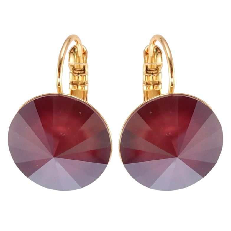 Серьги Xuping цвет 18K с кристаллами Swarovski французский замок Кристаллы Royal Red ø 14мм фото №1