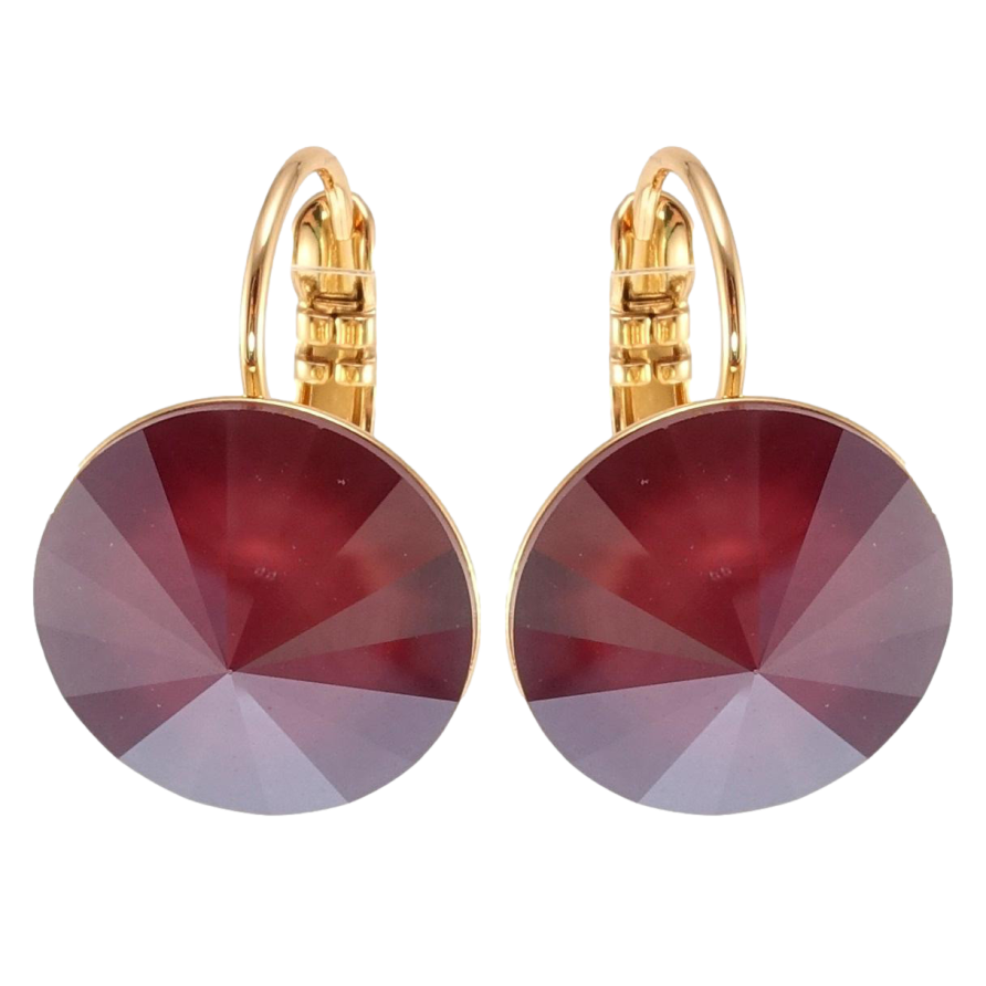 Сережки Xuping колір 18K з кристалами Swarovski французький замок Кристали Royal Red ø 14мм фото №1