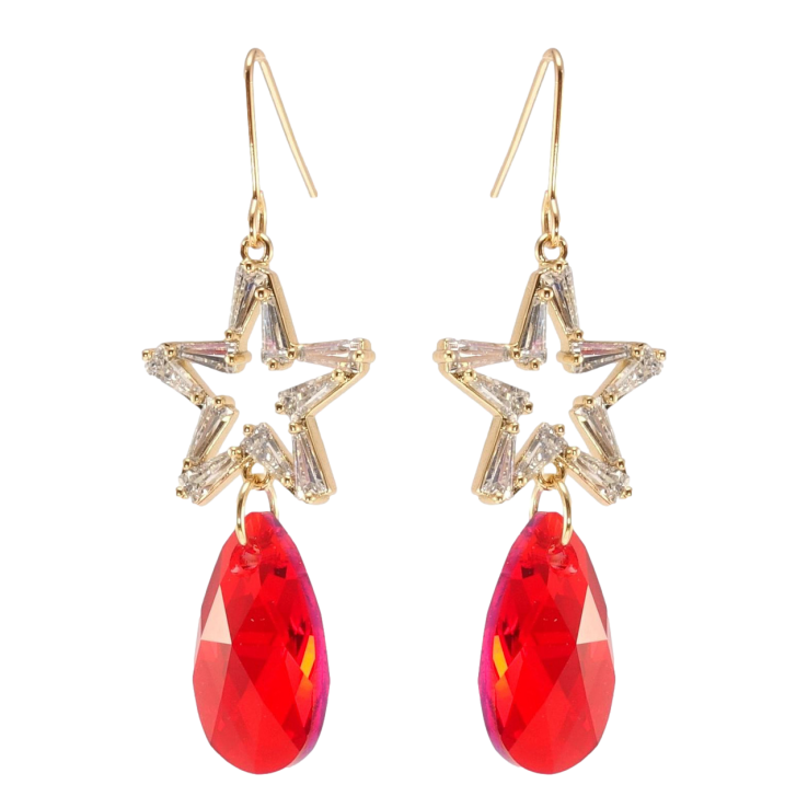 Сережки Xuping колір 18K з кристалами Swarovski французький замок Зірки з кристалами Light Siam фото №24